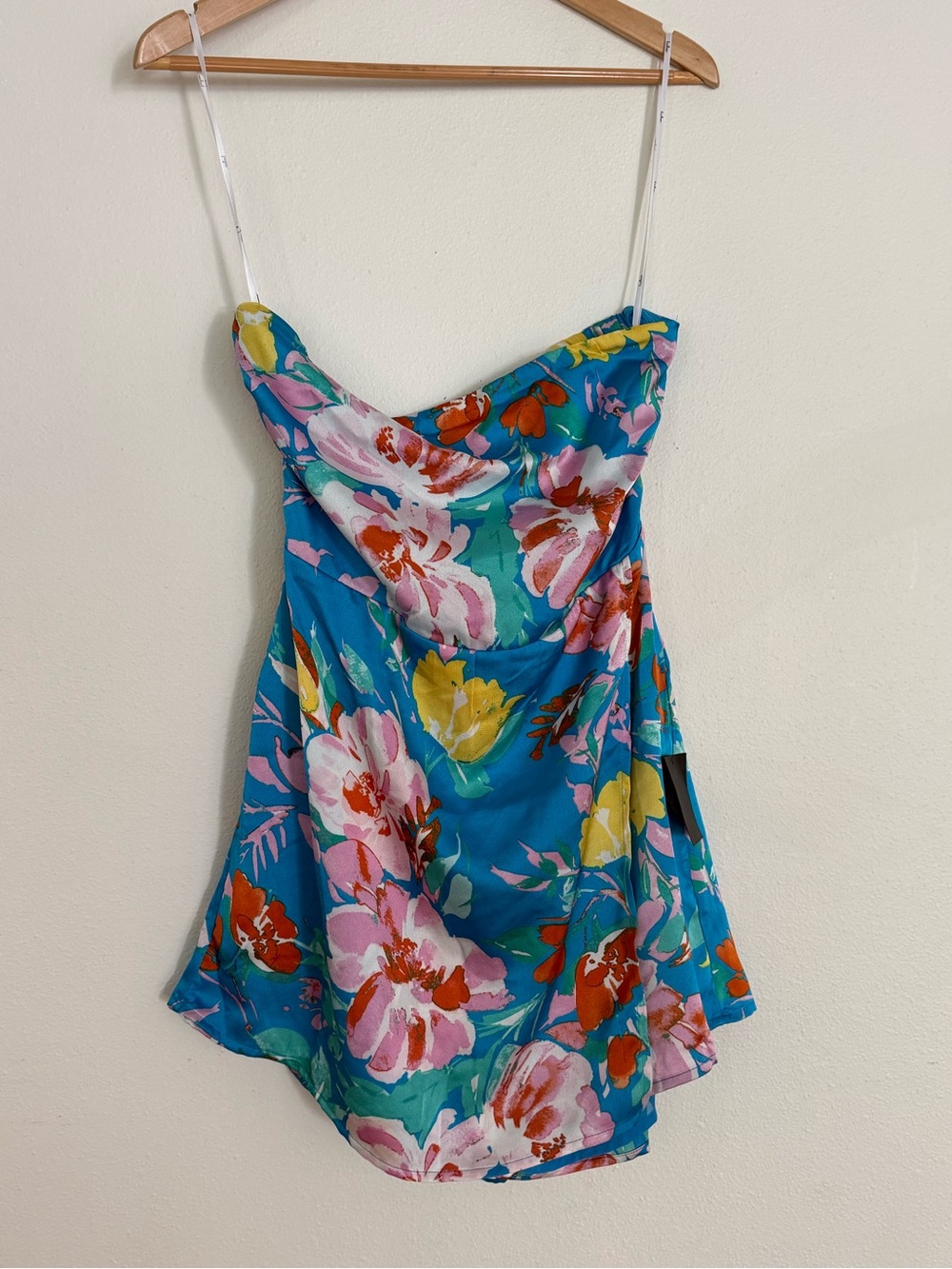 Lulu's Turquoise Floral Strapless Romper with Multicolor Blooms